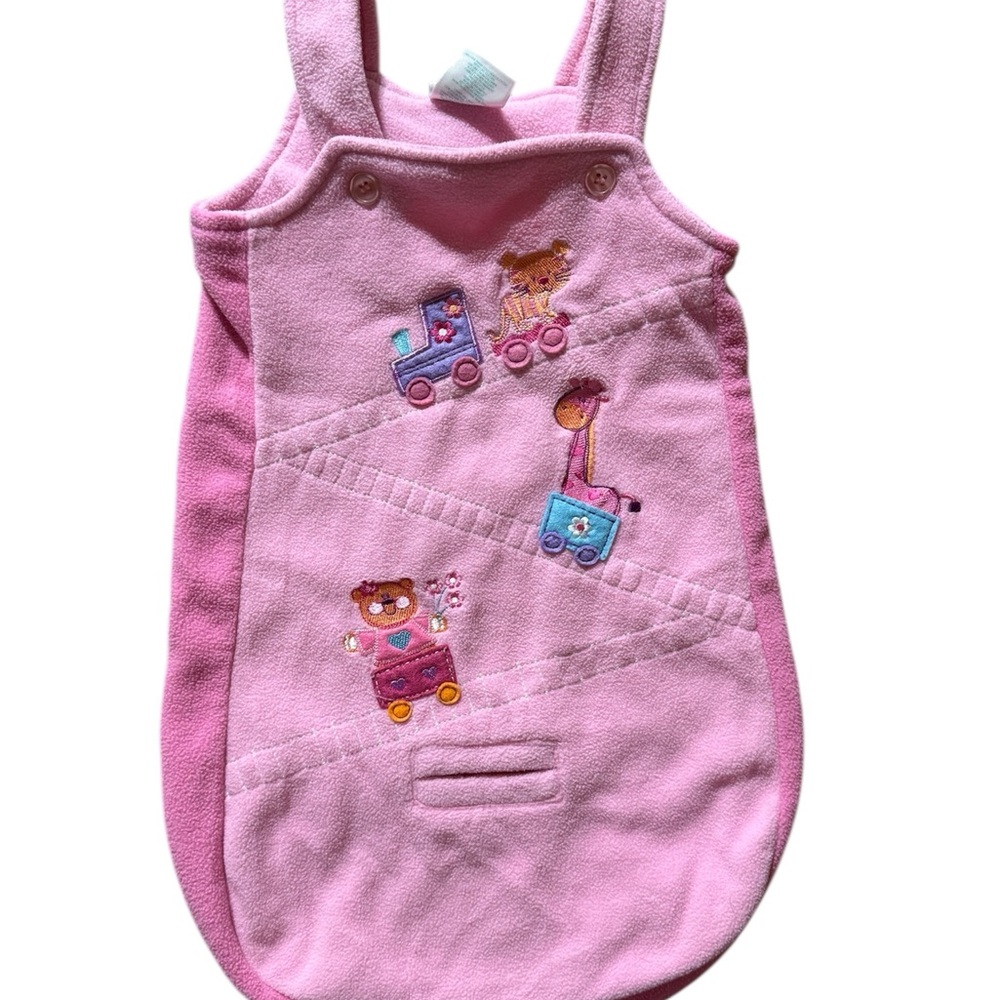 okie dokie Pink Fleece Baby Sleep‎ Sack with Train & Animals